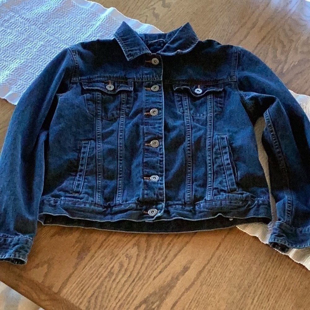 Eddie Bauer dark wash denim blue jean jacket. Women’s size small - Picture 9 of 16